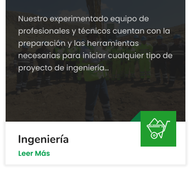 Ingeniería  Nuestro experimentado equipo de profesionales y técnicos cuentan con la preparación y las herramientas necesarias para iniciar cualquier tipo de proyecto de ingeniería… Leer Más